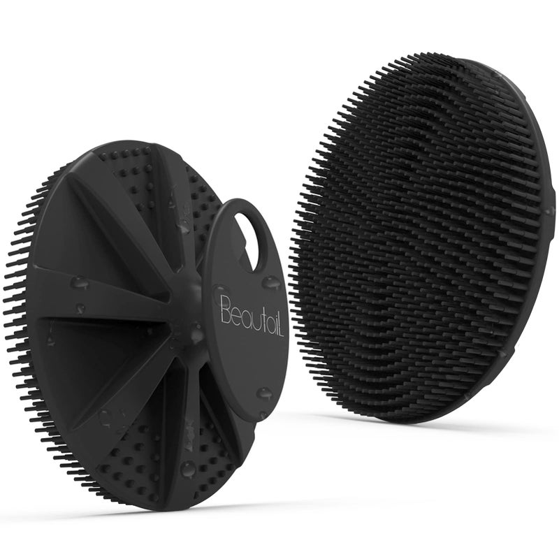 BEAUTAIL Silicone Body Scrubber  BEAUTAIL Shower Bath Scrubber  More Hygienic Than Traditional Loofah  Lather Nicely  Long Lasting  Gentle Exfoliating Brush for Women Men Baby Sensitive Skin  1 Pack  Black - Image 1